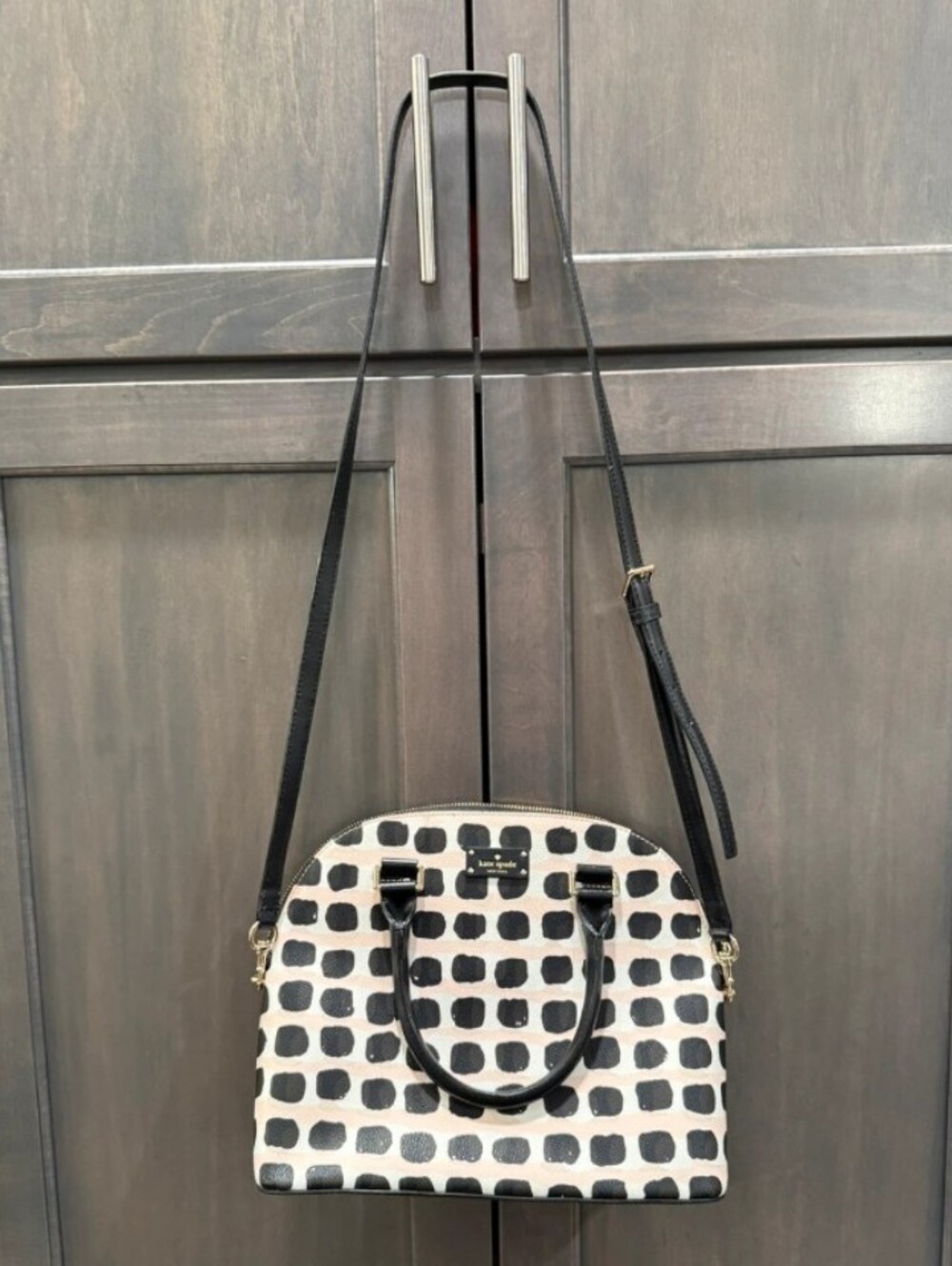 Kate Spade Black, White & Light Pink Dome Satchel Crossbody - Picture 1 of 9